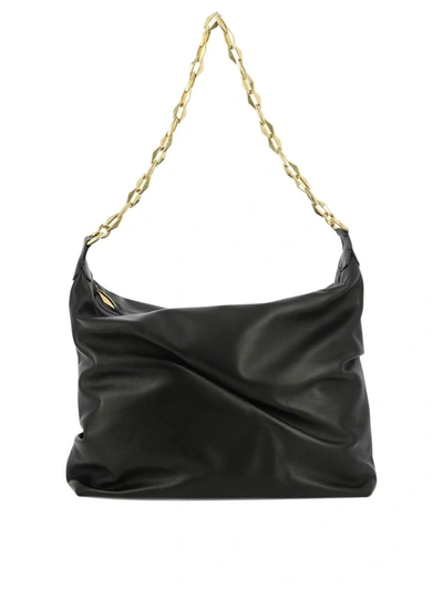 Jimmy Choo Medium Soft Leather Hobo Bag In Black Gold