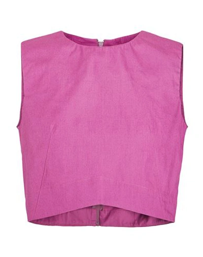 8 By Yoox Organic Cotton Sleeveless Crop Top Woman Top Mauve Size 12 Cotton In Purple