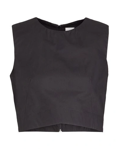 8 By Yoox Organic Cotton Sleeveless Crop Top Woman Top Black Size 12 Cotton
