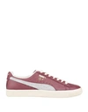 Puma Clyde Base Woman Sneakers Garnet Size 4.5 Soft Leather In Red