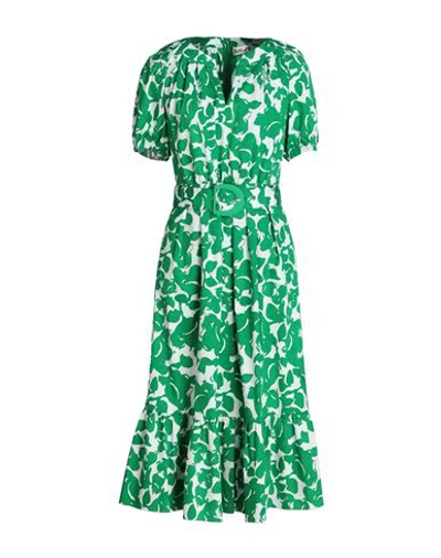 Diane Von Furstenberg Abstract-print Cotton Midi Dress In Green