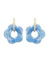 8 By Yoox Small Hoops With Resin Flower Pendant Woman Earrings Azure Size - Resin, Copper In Blue