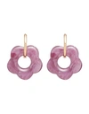 8 By Yoox Small Hoops With Resin Flower Pendant Woman Earrings Mauve Size - Resin, Copper In Purple