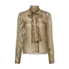 Stella Mccartney Python Print Silk Chiffon Pussybow Shirt In 2203