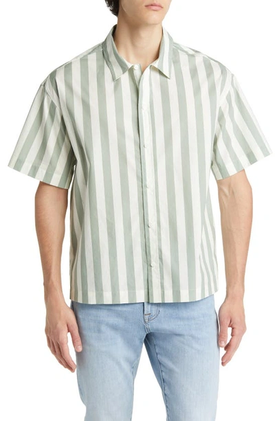 Frame Striped Organic Cotton-poplin Shirt In Green
