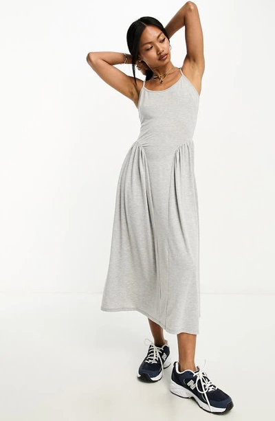 Asos Design A-line Jersey Dress In Grey