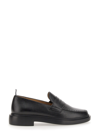 Thom Browne Black Slip-on Loafers With Loop Detail In Black