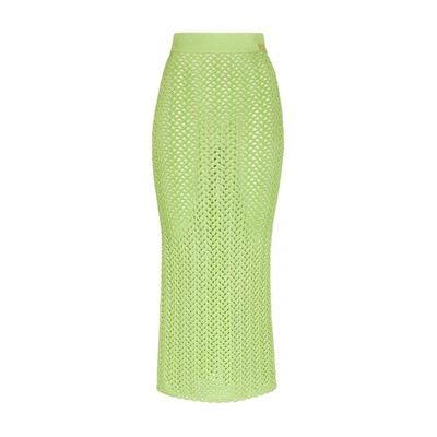 Dolce & Gabbana Crochet Long Skirt In Green