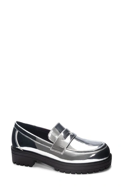 Dirty Laundry Voidz Platform Penny Loafer In Silver