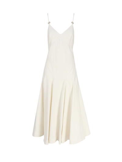 Bottega Veneta Midi Cotton Dress In Chalk