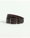 BROOKS BROTHERS LEATHER BELT WITH BRASS BUCKLE | BROWN | SIZE 42