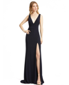 Mac Duggal Ruched Sleeveless Jersey Gown In Midnight