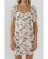 Endless Rose Floral Puff Sleeve Mini Dress In White Multi