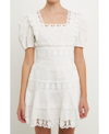 Endless Rose Women's Multi Lace Linen Mini Dress In White