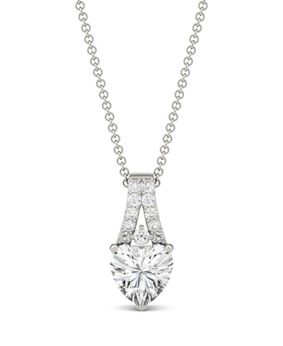 Charles & Colvard Moissanite Heart Solitaire Pendant 1-1/3 Ct. T.w. Diamond Equivalent In 14k White Gold