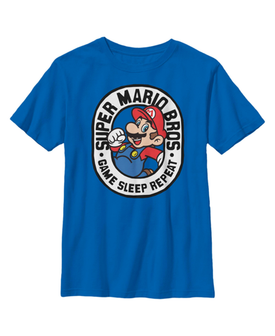 Nintendo Boy's  Super Mario Bros. Game Sleep Repeat Child T-shirt In Royal Blue