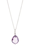Anzie Classique Sterling Silver Blue Topaz Pendant Necklace In Sterling Silver/ Amethyst