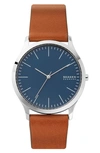 Skagen Jorn Leather Strap Watch, 41mm In Blue