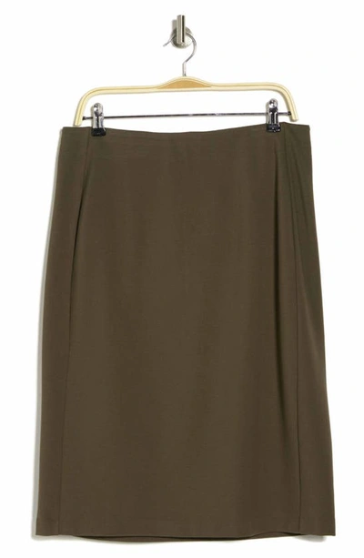 T Tahari Pull-on Ponte Pencil Skirt In Olive