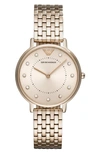 EMPORIO ARMANI SWISS MADE TWO-HAND CRYSTAL EMBELLISHED BRACELET WATCH, 32MM