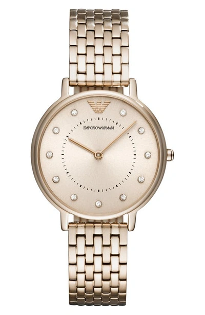 Emporio Armani Swiss Made Two-hand Crystal Embellished Bracelet Watch, 32mm