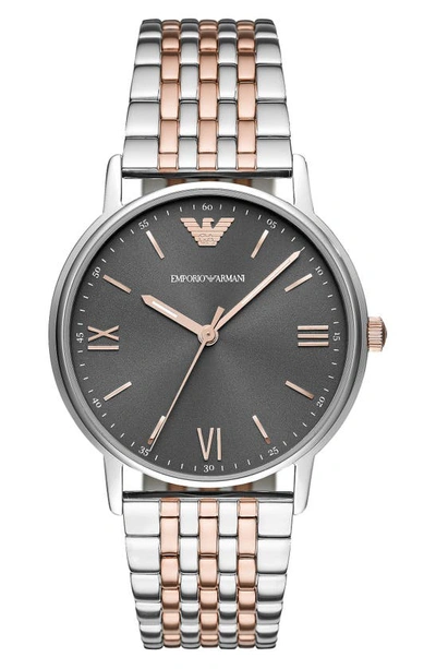 Emporio Armani Swiss Made Three-hand Two-tone Bracelet Watch, 41mm In Two Tone