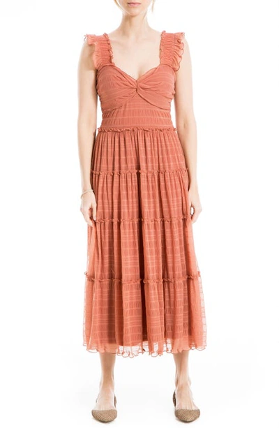 Max Studio Mesh Sleeveless Maxi Dress In Cedrwood-cedarwood