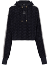 Balmain Monogram-print Cropped Hoodie In Skc