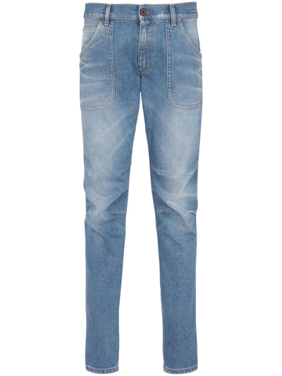 Balmain Seam-detail Slim-fit Jeans In Blue