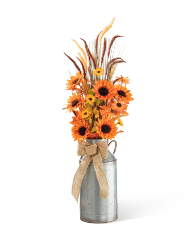 Glitzhome 39.75" H Fall Sunflower Leaf Potted Tree In Multi