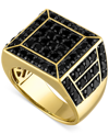 ESQUIRE MEN'S JEWELRY BLACK SPINEL SQUARE CLUSTER RING (4 CT. T.W.) IN 18K GOLD-PLATED STERLING SILVER, CREATED FOR MACY'S