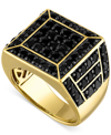 Esquire Men's Jewelry Black Spinel Square Cluster Ring (4 Ct. T.w.) In 18k Gold-plated Sterling Silver, Created For Macy's In Gold Over Silver