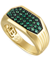 ESQUIRE MEN'S JEWELRY LAB-CREATED EMERALD CLUSTER RING (5/8 CT. T.W.) IN 18K GOLD-PLATED STERLING SILVER (ALSO IN LAB-CREA