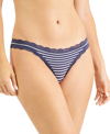 Jenni Women's Lace-trim Thong, Created For Macy's In Nairobi Stripe