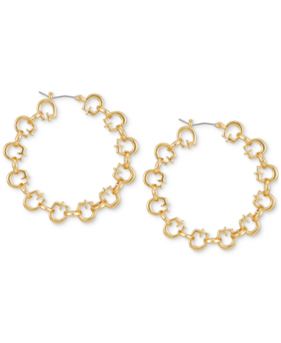 Guess Gold-tone Medium G-link Logo Hoop Earrings, 2"