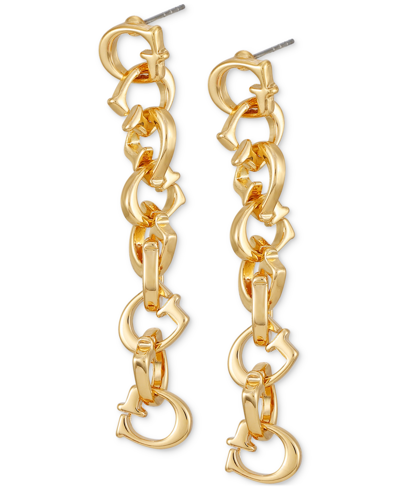 Guess Gold-tone Chain Link Linear Drop Earrings