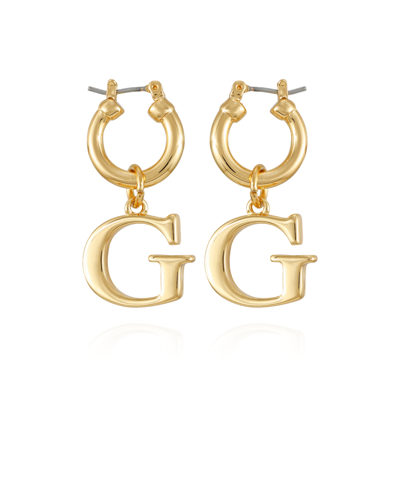 Guess Gold-tone G-charm Logo Huggie Hoop Earrings