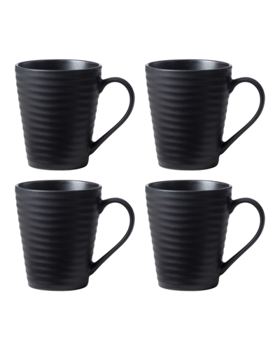 Oneida Set Of 4 Ridge Black Mugs