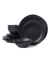 Oneida Ridge 12 Pc. Dinnerware Set, Service For 4 In Black