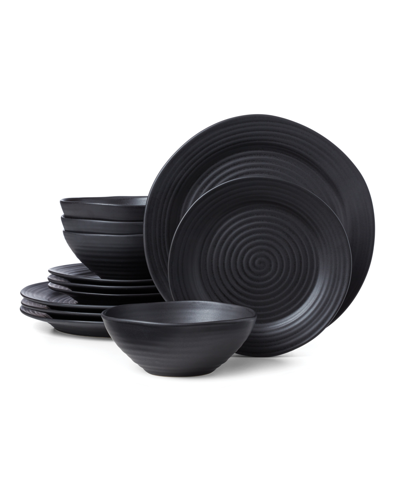Oneida Ridge 12 Pc. Dinnerware Set, Service For 4 In Black