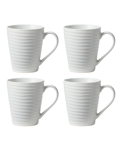 Oneida Set Of 4 Ridge White Mugs