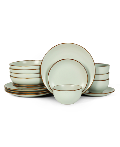 Stone Lain Brasa 16 Pc. Dinnerware Set, Service For 4 In Light Green