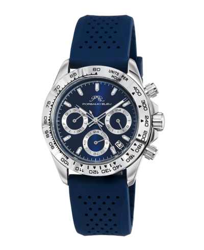Porsamo Bleu Alexis Sport Women's Silver Tone And Blue Silicone Strap Watch