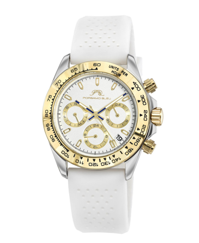 Porsamo Bleu Alexis Sport Women's Gold Tone And White Silicone Strap Watch