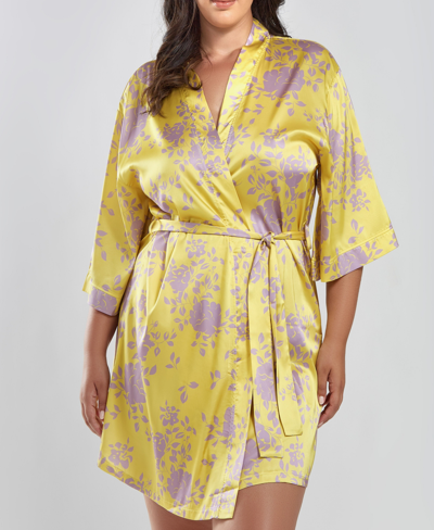 ICOLLECTION PLUS SIZE FIONA SATIN PRINT ROBE