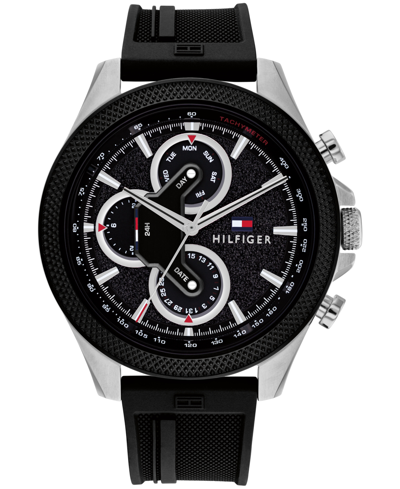 Tommy Hilfiger Men's Multifunction Black Silicone Watch 46mm