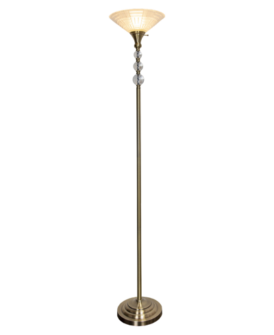 Dale Tiffany Alaris Orb Art Glass Antique-like Brass Torchiere Floor Lamp In Clear