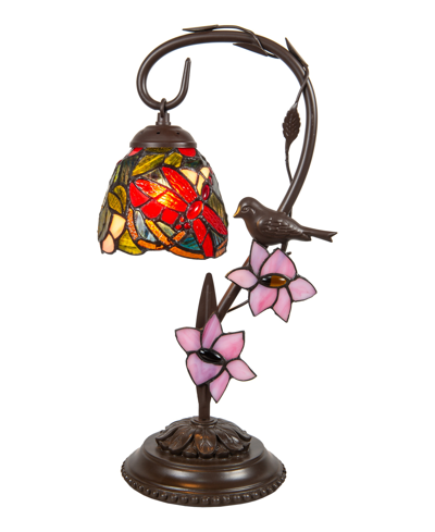 Dale Tiffany Cypress Bird Accent Lamp In Cranberry