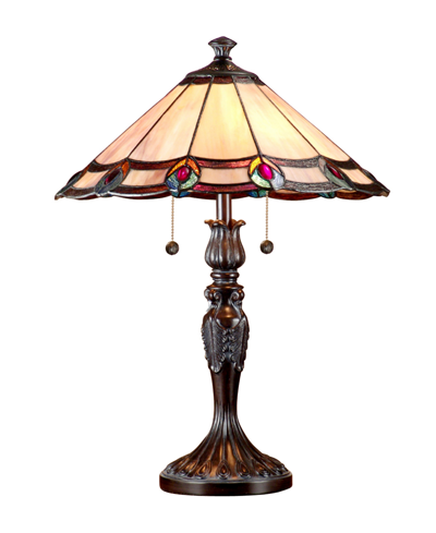 Dale Tiffany Aldridge Peacock Table Lamp In Multi