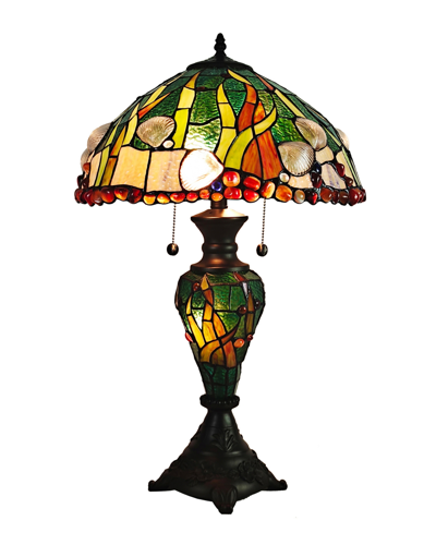 Dale Tiffany Coral Seashells Table Lamp With Night Light In Multi